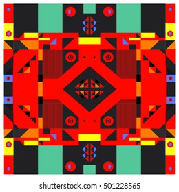 Trendy geometric kaleidoscope elements memphis greeting cards design. Retro style texture, pattern and elements. Modern abstract design poster and cover template