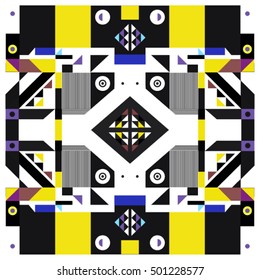 Trendy geometric kaleidoscope elements memphis greeting cards design. Retro style texture, pattern and elements. Modern abstract design poster and cover template