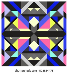 Trendy geometric kaleidoscope elements memphis greeting cards design. Retro style texture, pattern and elements. Modern abstract design poster and cover template