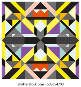 Trendy geometric kaleidoscope elements memphis greeting cards design. Retro style texture, pattern and elements. Modern abstract design poster and cover template