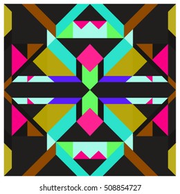 Trendy geometric kaleidoscope elements memphis greeting cards design. Retro style texture, pattern and elements. Modern abstract design poster and cover template