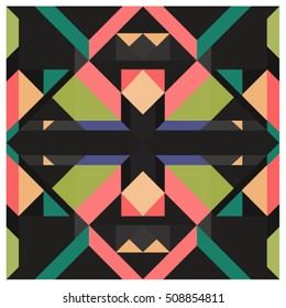Trendy geometric kaleidoscope elements memphis greeting cards design. Retro style texture, pattern and elements. Modern abstract design poster and cover template