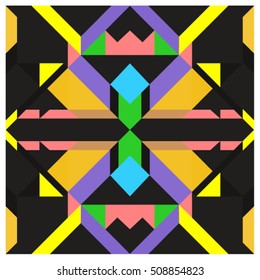 Trendy geometric kaleidoscope elements memphis greeting cards design. Retro style texture, pattern and elements. Modern abstract design poster and cover template