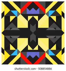 Trendy geometric kaleidoscope elements memphis greeting cards design. Retro style texture, pattern and elements. Modern abstract design poster and cover template
