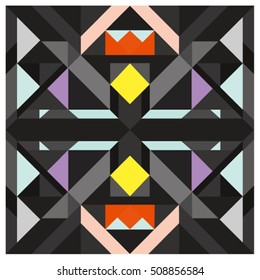 Trendy geometric kaleidoscope elements memphis greeting cards design. Retro style texture, pattern and elements. Modern abstract design poster and cover template