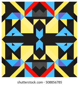 Trendy geometric kaleidoscope elements memphis greeting cards design. Retro style texture, pattern and elements. Modern abstract design poster and cover template