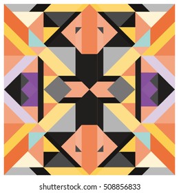 Trendy geometric kaleidoscope elements memphis greeting cards design. Retro style texture, pattern and elements. Modern abstract design poster and cover template