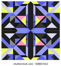 Trendy geometric kaleidoscope elements memphis greeting cards design. Retro style texture, pattern and elements. Modern abstract design poster and cover template