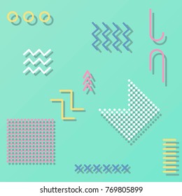 Trendy geometric memphis background. Vector art