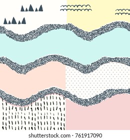 Trendy geometric  memphis card. Vector illustration with creative elements