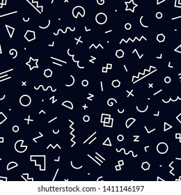 Trendy geometric memphis hipster pattern vector, seamless pattern 