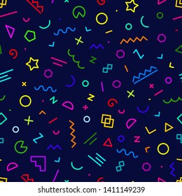 Trendy geometric memphis hipster pattern vector, seamless pattern 
