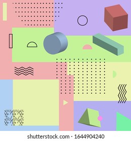 Patrón de diseño de memphis geométricos. Textura retro, elementos geométricos. Diseño abstracto moderno para póster, portada, tarjetas, carteles, invitaciones, impresión de tela, sitios web, ilustración.