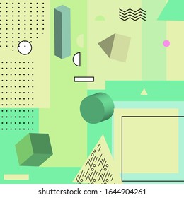 Trendy geometric memphis style pattern. Retro texture, geometric elements. Modern abstract design background for poster, cover, cards, placards, invitations, fabric print, websites, illustration.