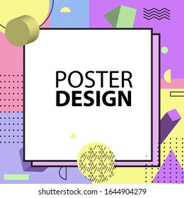 Trendy geometric memphis style pattern. Retro texture, geometric elements. Modern abstract design background for poster, cover, cards, placards, invitations, fabric print, websites, illustration.