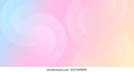 Trendy geometric minimalistic background. Pastel rainbow colorful gradation with transparent circle elements. Vector illustration.