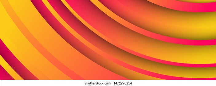 Trendy geometric orange background with abstract circles shapes. Banner design. Futuristic dynamic pattern design. Vector illustration