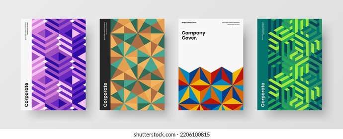 Conjunto de plantillas de informe anual de patrones geométricos de moda. Presentación limpia Composición del concepto del vector de diseño A4.