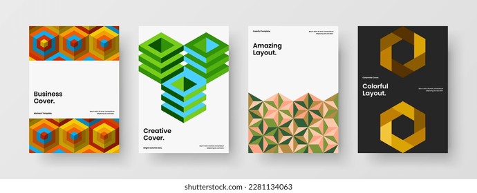 Trendy geometric pattern company cover layout collection. Amazing brochure vector design concept set.