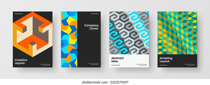 Trendy geometric pattern company identity concept collection. Premium journal cover A4 design vector illustration composition.