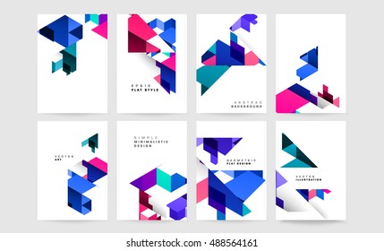 Diseños de patrones geométricos de moda, Folleto comercial, volantes, afiches, presentaciones, colección de diseño de portadas de informes anuales, ilustración vectorial EPS10