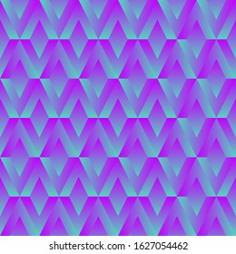 Trendy geometric pattern with rhombuses in neon purple and blue. Trendy 2020 vibrant bright colors. Retro 80s 90s style abstract background. Flat style seamless design vector illustration.