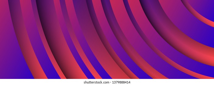 Trendy geometric purple background with abstract circles shapes. Banner design. Futuristic dynamic pattern. Vector illustration