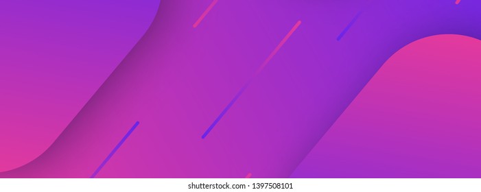 Trendy geometric purple background with abstract dynamic shapes. Banner design. Futuristic pattern. Vector illustration