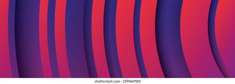 Trendy geometric purple background with abstract circles shapes. Banner design. Futuristic dynamic pattern. Vector illustration