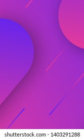 Trendy geometric purple background with abstract dynamic shapes. Stories banner design. Futuristic pattern. Vector illustration