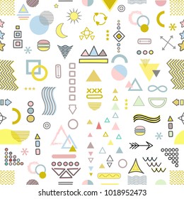 Trendy geometric seamless pattern of fashion pastel colors