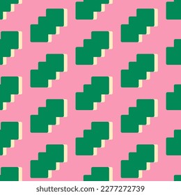 Trendy Geometric Seamless Pattern in retro Swiss design style. Colorful vibrant background texture. Vector illustration.