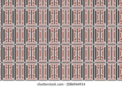 Trendy Geometric Seamless Pattern. Vector shape design for fashion textile, fabric print, website template. Abstract of black and red element isolated on grey background. Vector contrast graphic image