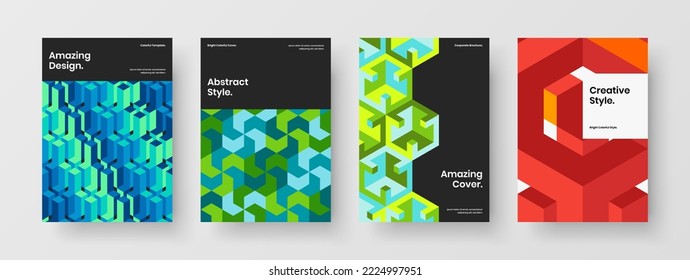 Trendy geometrische Formen Faltblatt-Template-Set. Minimalistische Magazin decken Vektordesign Konzept Sammlung.