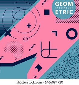 trendy geometric shapes memphis hipster background vector