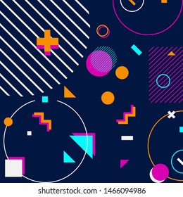 trendy geometric shapes memphis hipster background vector