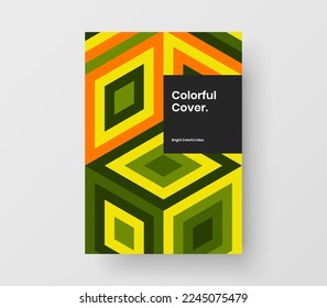 Trendy geometric shapes presentation template. Multicolored corporate brochure A4 vector design concept.