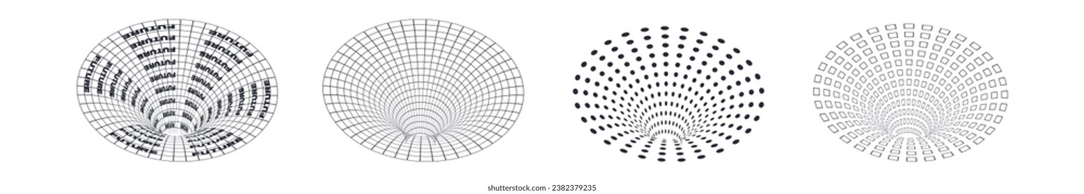 Trendy geometric shapes with text. 2000s style elements for posters, stickers, web, clothes, etc.