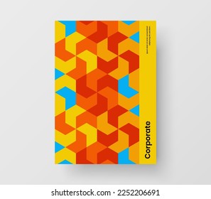 Trendy geometric tiles brochure concept. Isolated company identity vector design layout.