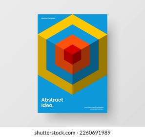 Trendy geometric tiles placard illustration. Minimalistic corporate cover A4 vector design template.