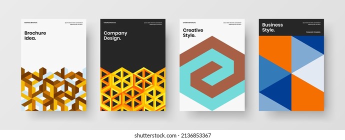 Composición de diseño de póster de baldosas geométricas a la moda. Identidad única de la empresa Conjunto de ilustraciones vectoriales de diseño A4.