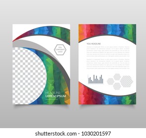 trendy geometric triangular and other design style brochure cover template mockups for business visual identity, Brochure layout, flyer and cover design template with polygonal paper plane graphics.