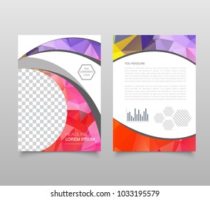 trendy geometric triangular and other design style brochure cover template mockups for business visual identity, Brochure layout, flyer and cover design template with polygonal paper plane graphics.