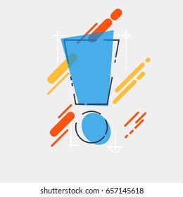 Trendy geometric vector exclamation mark retro poster design style vector illustration