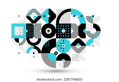 Motif vectorial geométrico de moda, composición de baldosas modulares de geometría abstracta, fondo de pantalla retro de los años 70, formas de diseño gráfico punteado rítmico.