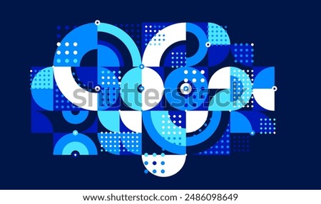 Trendy geometric vector motif over dark background, abstract geometry modular tiling composition, wallpaper 70s retro wallpaper, rhythmic dotted graphic design forms.