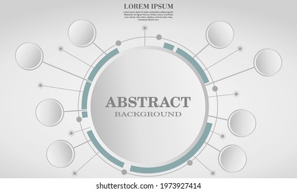 Trendy geometric white background, circle infographic, technology, elegant background.	