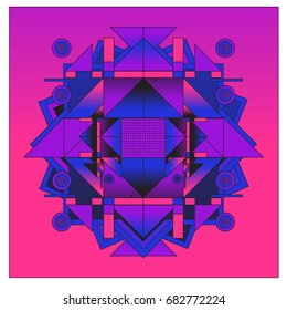 Trendy geometrical kaleidoscope vector illustration with abstract colorful textures. Design for summer holiday poster, card, brochure, and promotion template. Fashion art print and background.