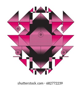 Trendy geometrical kaleidoscope vector illustration with abstract colorful textures. Design for summer holiday poster, card, brochure, and promotion template. Fashion art print and background.