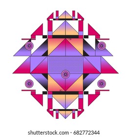 Trendy geometrical kaleidoscope vector illustration with abstract colorful textures. Design for summer holiday poster, card, brochure, and promotion template. Fashion art print and background.
